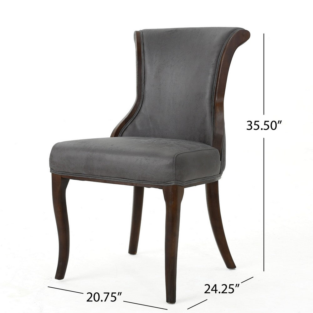 Dining Side Chair Set of 2, Button Tufted Brown Microfiber Upholstery -BM327705
