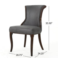 Dining Side Chair Set of 2, Button Tufted Brown Microfiber Upholstery -BM327705