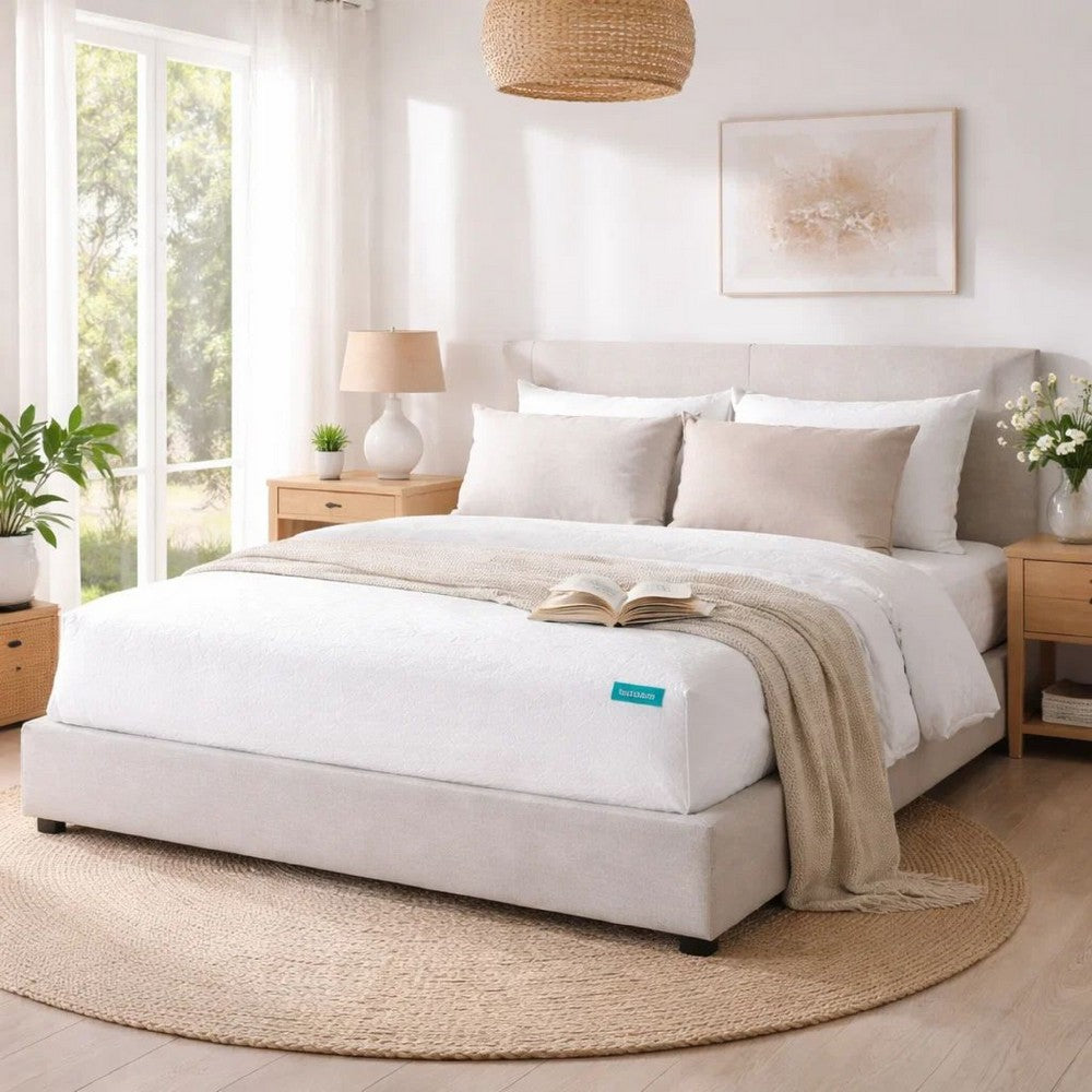 Queen Mattress Protector, Pocket Design, Waterproof Cream White Fabric -BM327708