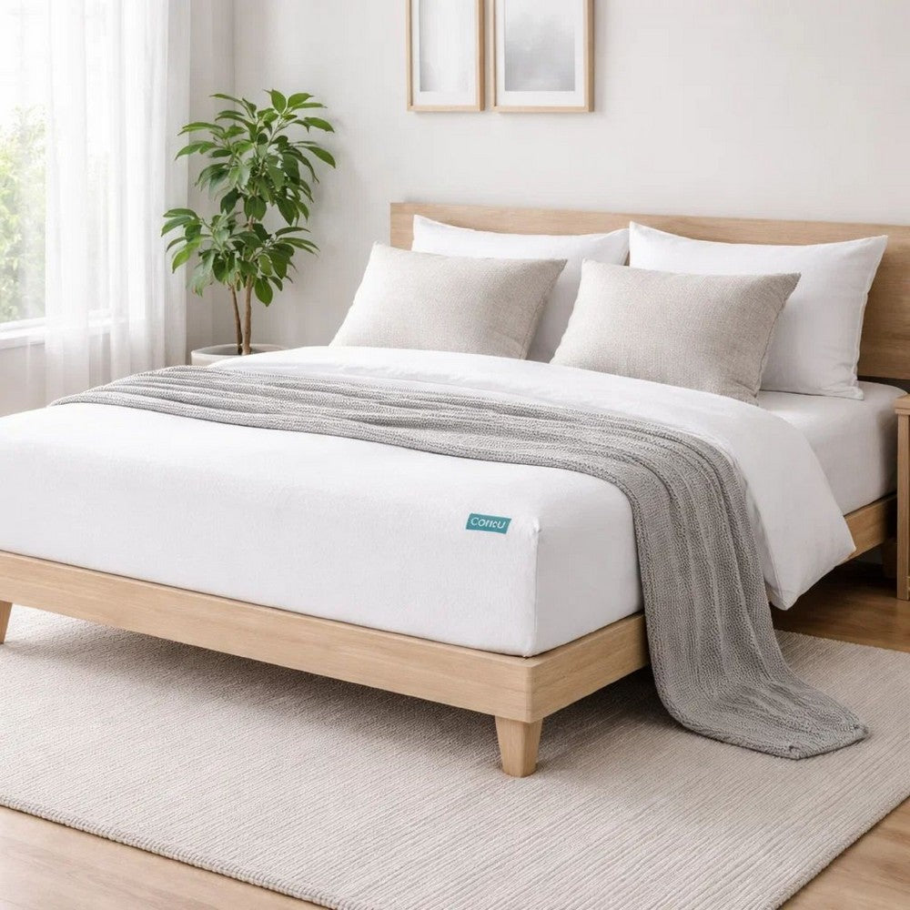 Queen Mattress Protector, Pocket Design, Waterproof Cream White Fabric -BM327708