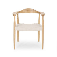 Accent Armchair, White Rope Woven Style Seat, Natural Brown Ash Wood -BM327709