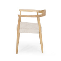 Accent Armchair, White Rope Woven Style Seat, Natural Brown Ash Wood -BM327709