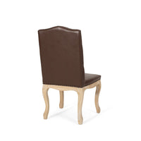 Dining Side Chair Set of 2, Button Tufted, Dark Brown Faux Leather -BM327710