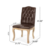 Dining Side Chair Set of 2, Button Tufted, Dark Brown Faux Leather -BM327710