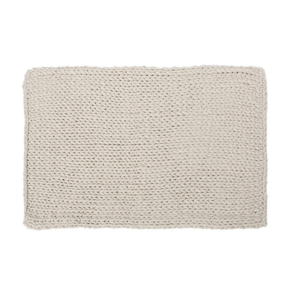 Moon Throw Blanket, 60 Inch Knitted Braid Design, Ivory White Acrylic -BM327711