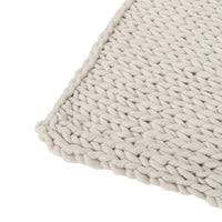 Moon Throw Blanket, 60 Inch Knitted Braid Design, Ivory White Acrylic -BM327711