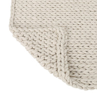 Moon Throw Blanket, 60 Inch Knitted Braid Design, Ivory White Acrylic -BM327711