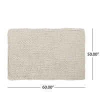 Moon Throw Blanket, 60 Inch Knitted Braid Design, Ivory White Acrylic -BM327711