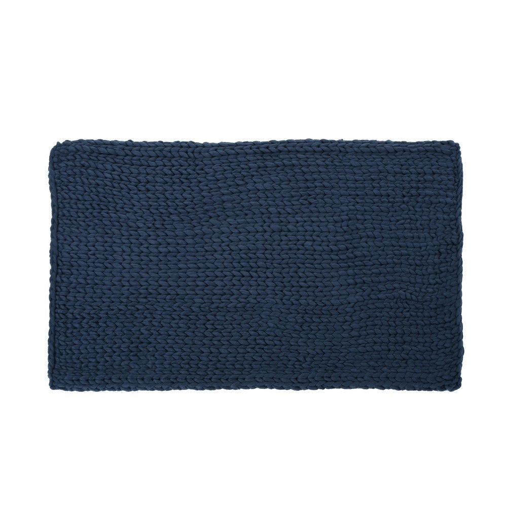 Moon Throw Blanket, 60 Inch Knitted Braid Design, Navy Blue Acrylic -BM327712