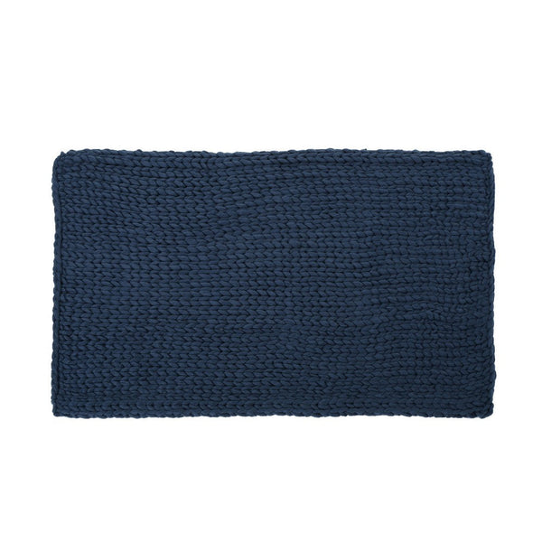 Moon Throw Blanket, 60 Inch Knitted Braid Design, Navy Blue Acrylic -BM327712
