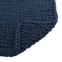 Moon Throw Blanket, 60 Inch Knitted Braid Design, Navy Blue Acrylic -BM327712