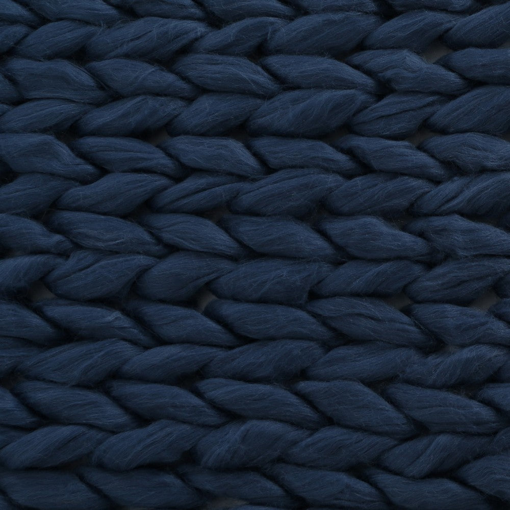 Moon Throw Blanket, 60 Inch Knitted Braid Design, Navy Blue Acrylic -BM327712