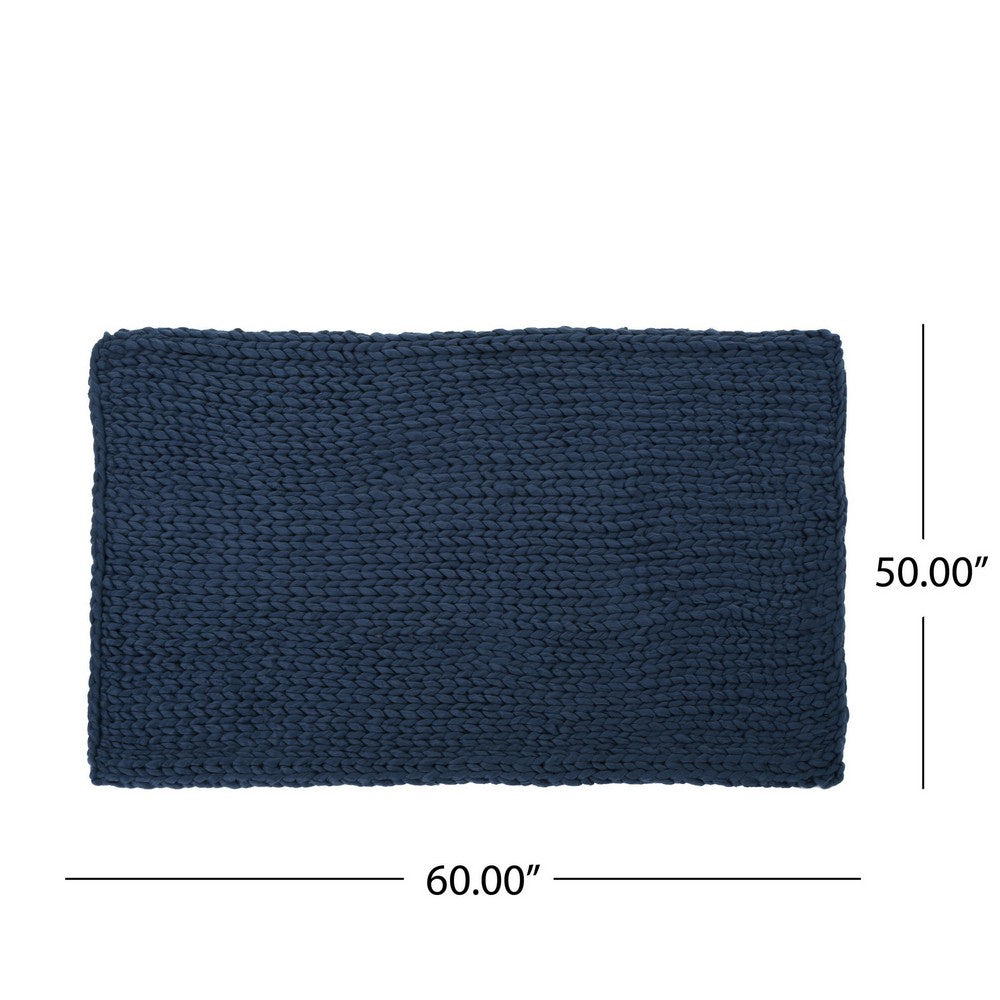 Moon Throw Blanket, 60 Inch Knitted Braid Design, Navy Blue Acrylic -BM327712