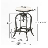 Adjustable Counter Bar Stool, 27-34 Inch, Retro Natural Brown Wood -BM327720