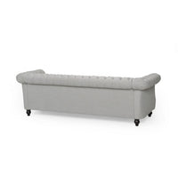 Sofa, 85 Inch Chesterfield Light Gray Button Tufted Fabric Design -BM327724