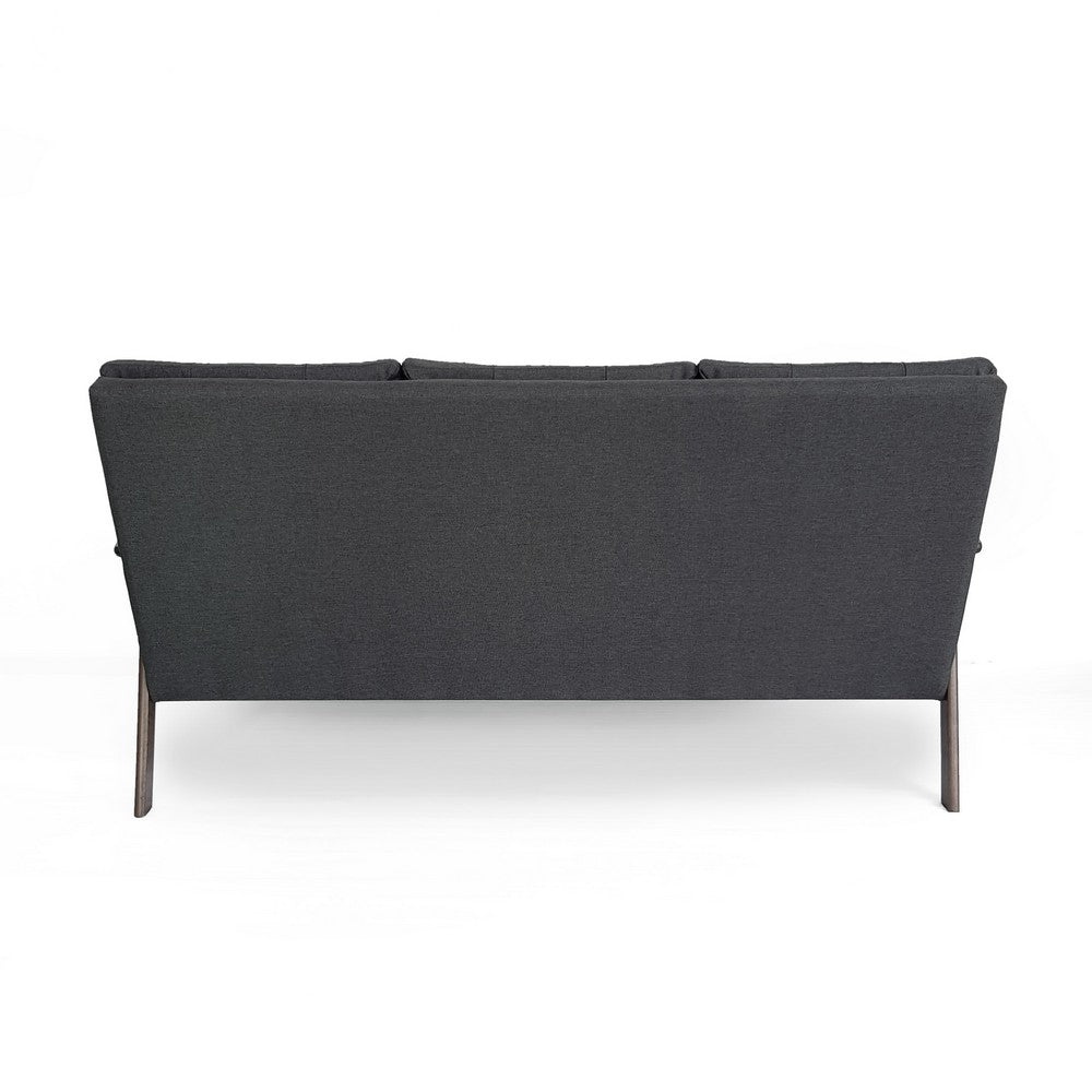 Sofa, 66 Inch, Button Tufted Design Dark Gray Fabric, Birch Wood -BM327727