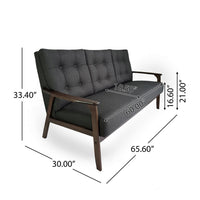Sofa, 66 Inch, Button Tufted Design Dark Gray Fabric, Birch Wood -BM327727