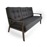 Sofa, 66 Inch, Button Tufted Design Dark Gray Fabric, Birch Wood -BM327727