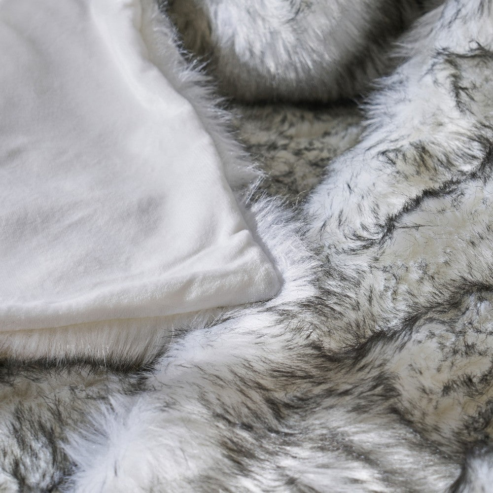 Throw Blanket, 50 x 60 Soft Faux Fur Design, Heather Gray Finish -BM327729