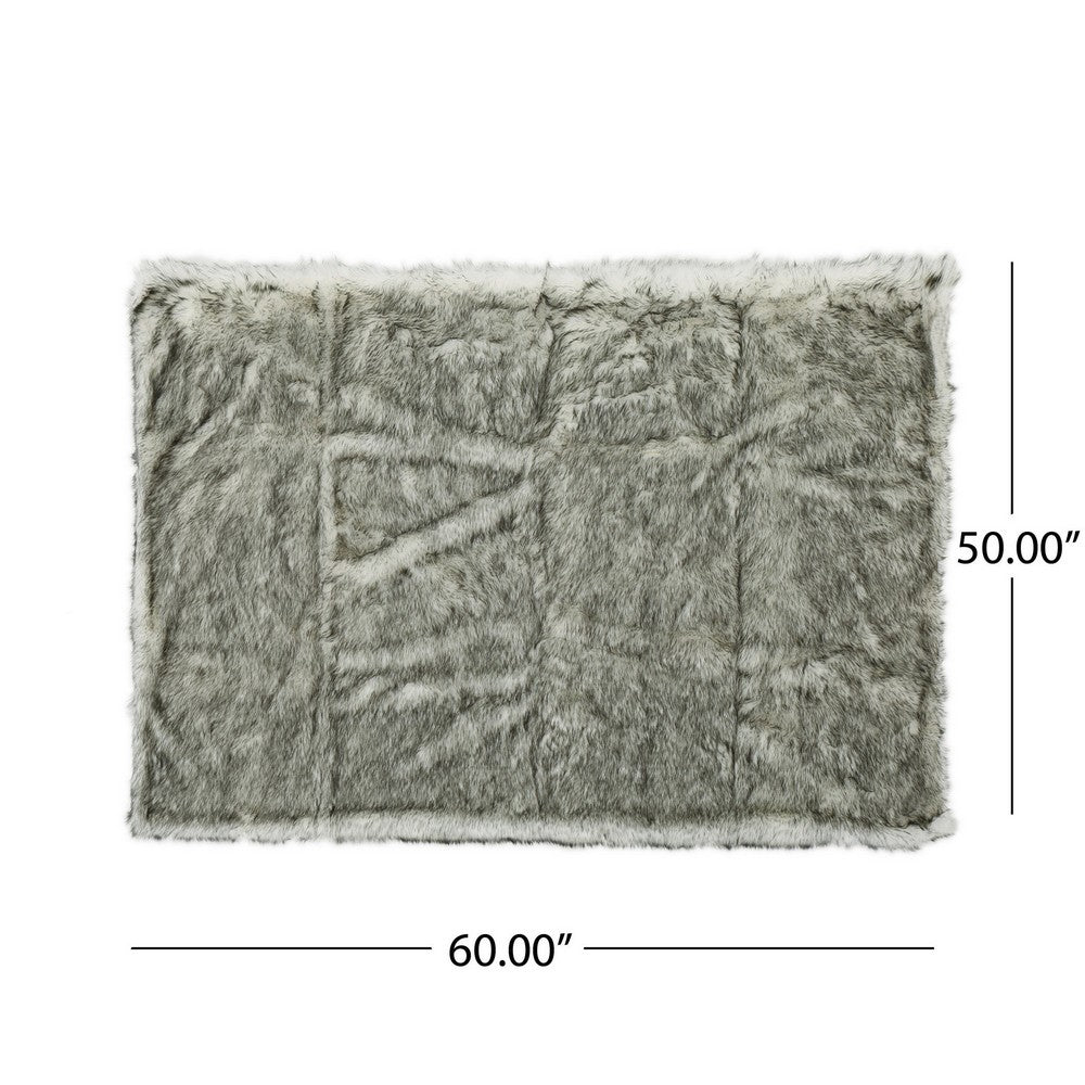 Throw Blanket, 50 x 60 Soft Faux Fur Design, Heather Gray Finish -BM327729