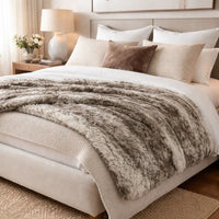 Throw Blanket, 50 x 60 Soft Faux Fur Design, Heather Gray Finish -BM327729