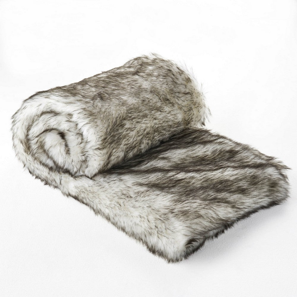 Throw Blanket, 50 x 60 Soft Faux Fur Design, Heather Gray Finish -BM327729