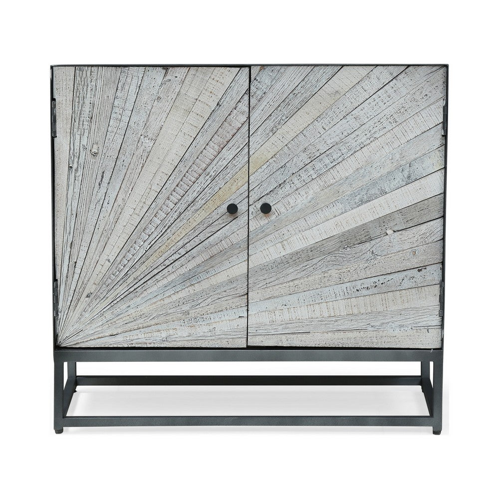 Sideboard Cabinet, 34 Inch, Modern 2 Door Cabinet, Gray Mango Wood -BM327730