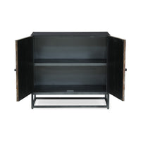 Sideboard Cabinet, 34 Inch, Modern 2 Door Cabinet, Gray Mango Wood -BM327730