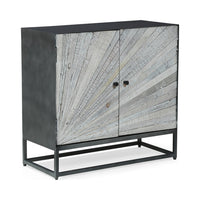 Sideboard Cabinet, 34 Inch, Modern 2 Door Cabinet, Gray Mango Wood