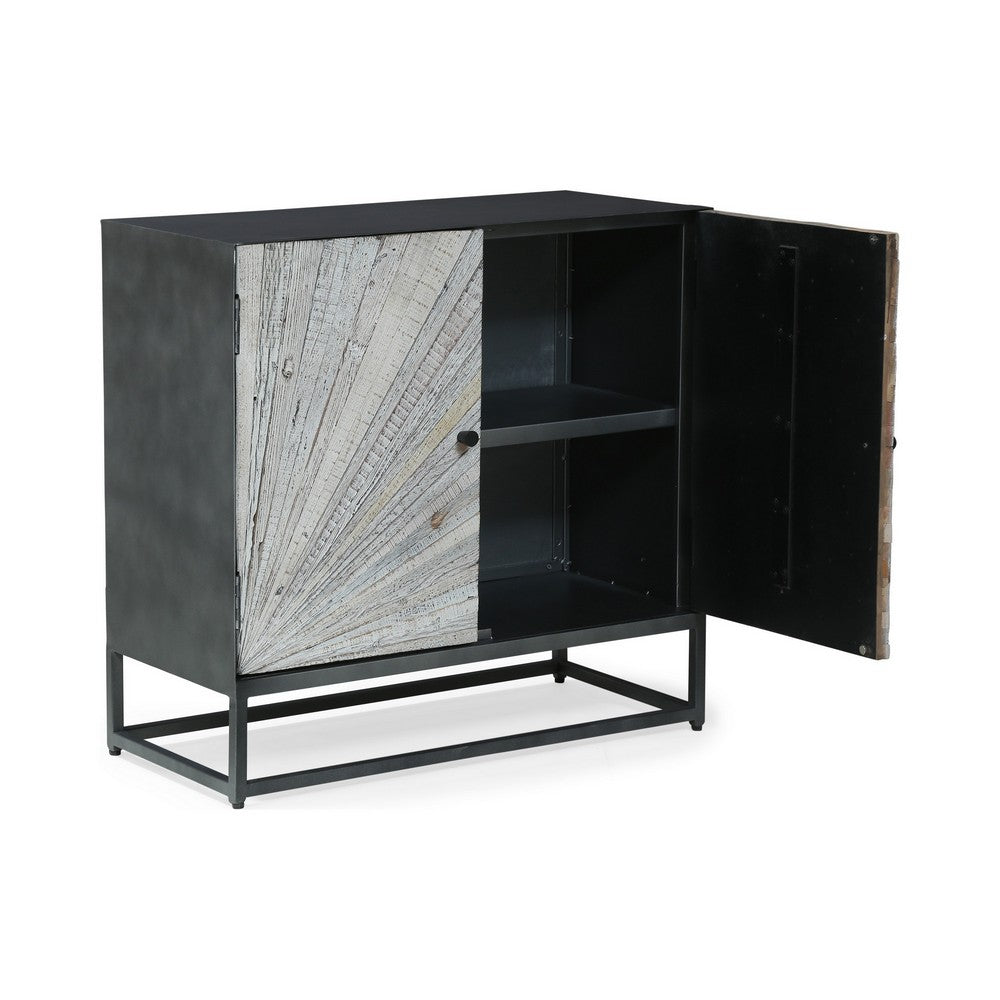 Sideboard Cabinet, 34 Inch, Modern 2 Door Cabinet, Gray Mango Wood -BM327730