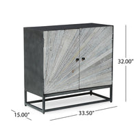 Sideboard Cabinet, 34 Inch, Modern 2 Door Cabinet, Gray Mango Wood -BM327730
