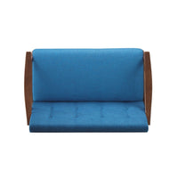 Sofa, 45 Inch, Button Tufted Design Blue Fabric, Brown Birch Wood -BM327731