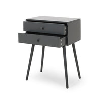 Cale Side Table, 2 Drawer 18 Inch Rectangular, Grooved Gray Rubberwood -BM327735