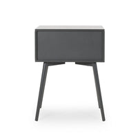 Cale Side Table, 2 Drawer 18 Inch Rectangular, Grooved Gray Rubberwood -BM327735