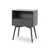 Cale Side Table, 1 Drawer 1 Shelf, 18 Inch Rectangular, Gray Wood