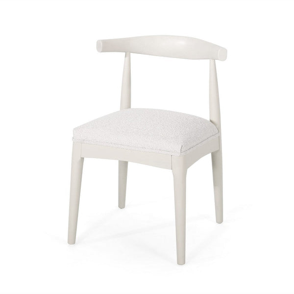 Hima Side Dining Chair Set of 2, Armless, Rubberwood, Ivory Fabric -BM327737