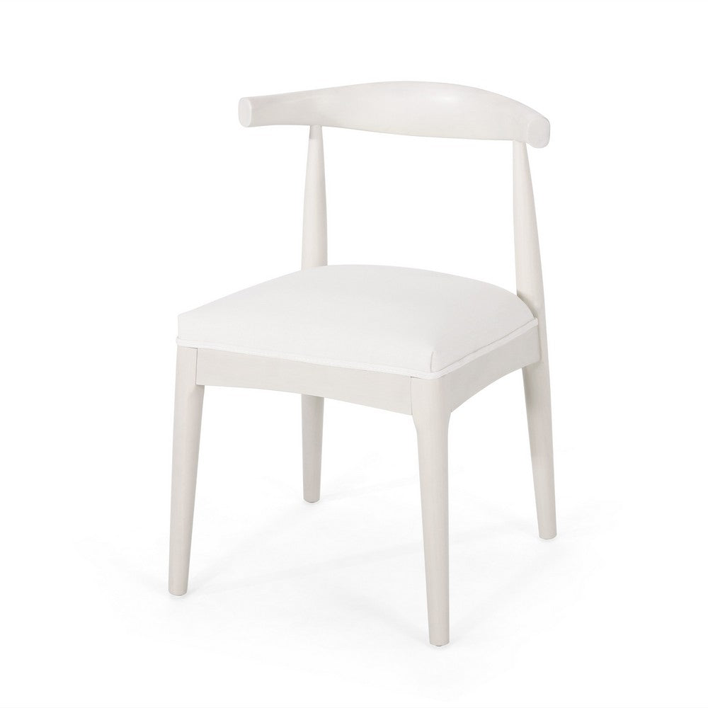 Hima Side Dining Chair Set of 2, Armless, Rubberwood, White Fabric -BM327738