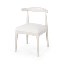 Hima Side Dining Chair Set of 2, Armless, Rubberwood, White Fabric -BM327738