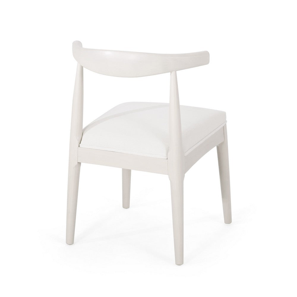 Hima Side Dining Chair Set of 2, Armless, Rubberwood, White Fabric -BM327738