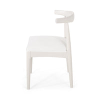 Hima Side Dining Chair Set of 2, Armless, Rubberwood, White Fabric -BM327738