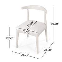 Hima Side Dining Chair Set of 2, Armless, Rubberwood, White Fabric -BM327738