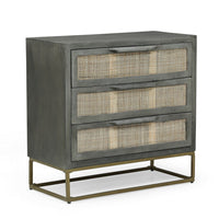 Nightstand Table Cabinet, 29 Inch, 3 Drawers, Boho Brown Mango Wood