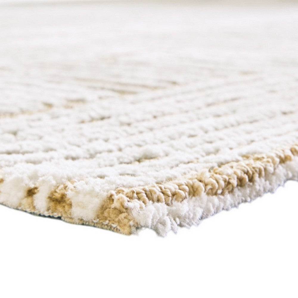 Aden 5 x 7 Medium Area Rug, Handwoven Basket Weave, Beige Polyester -BM327743