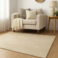 Aden 5 x 7 Medium Area Rug, Handwoven Basket Weave, Beige Polyester -BM327743