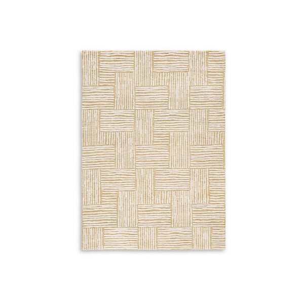 Aden 5 x 7 Medium Area Rug, Handwoven Basket Weave, Beige Polyester -BM327743