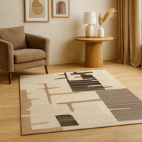 Keny 8 x 10 Large Area Rug, Beige Global Inspired Abstract Pattern -BM327749