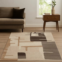 Keny 5 x 7 Medium Area Rug, Beige Global Inspired Abstract Pattern -BM327750