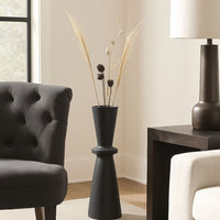 Loci Accent Vase, 30 Inch Hourglass Design, Textured Black Polyresin -BM327759