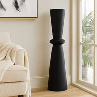 Loci Accent Vase, 40 Inch Hourglass Design, Textured Black Polyresin -BM327760