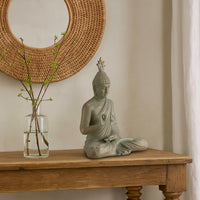 Indoor Sculpture of Meditating Buddha, 24 Inch, Washed Gray Finish -BM327762
